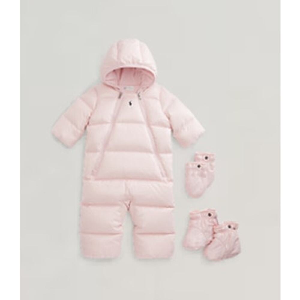Ralph Lauren NWOT Water Repellent Down Girl Bunting Snowsuit Pink 9mo
